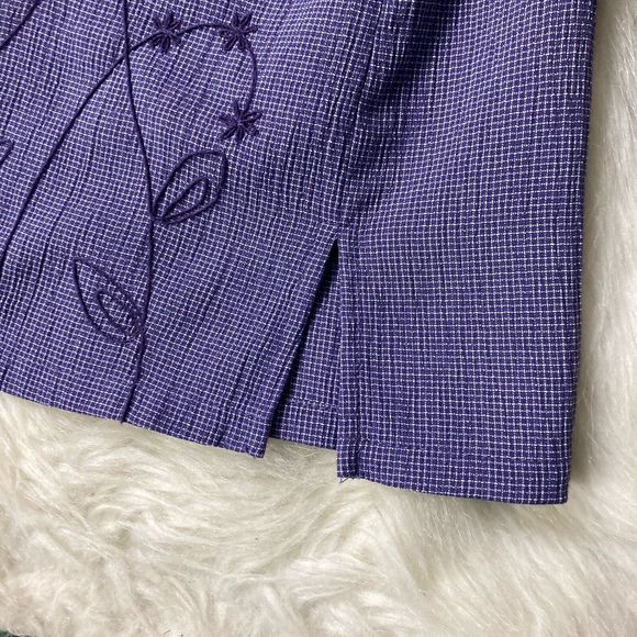 Vintage Napa Valley Shirt Large Blue Button Up Floral Embroidered Chambray 90s - Picture 7 of 10